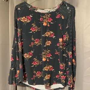 Dark green flowered blouse
